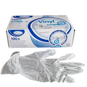 Rukavice vinylové "S" /100ks pudrované